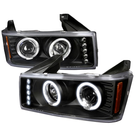 Spec-D Tuning 04-12 Chevrolet Colorado Halo LED Projector Black 2LHP-COL04HJM-TM